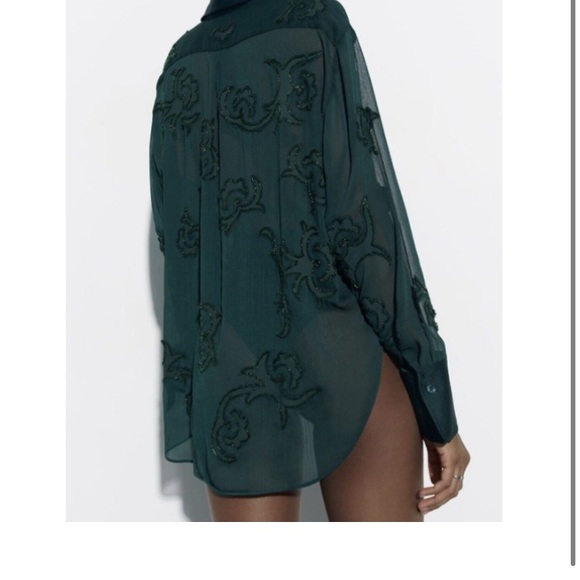 Elegant Sheer Green Blouse - Picture 8 of 10